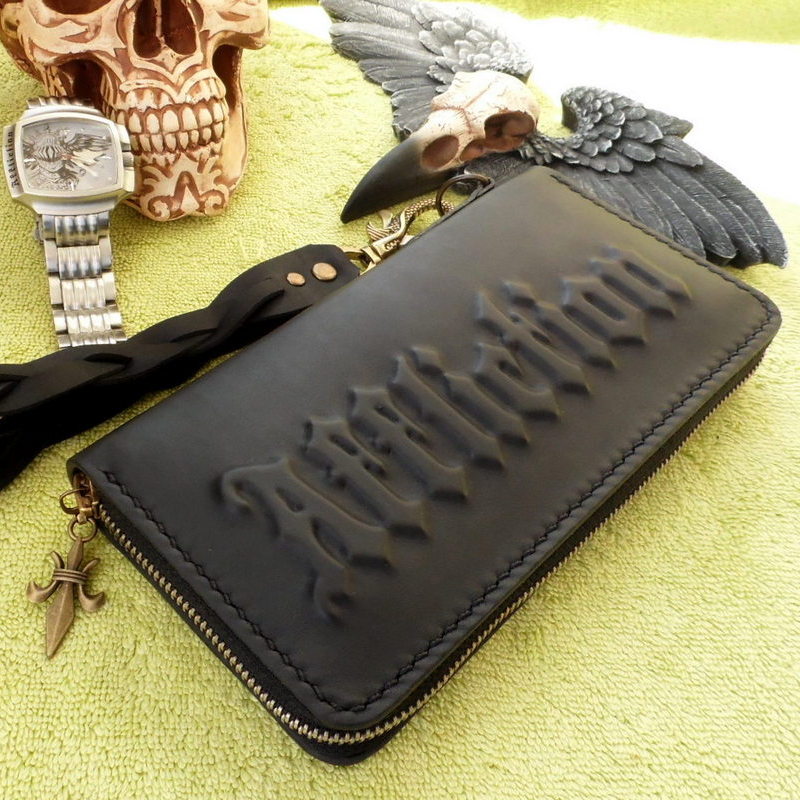 Мужской клатч Affliction Black-5-заказать в Харькове Украина-натуральная кожа-hand made-дорогая фурнитура-кошелек на круговой молнии