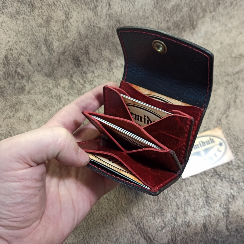 Cardholder fold 00939-4-Объемный картхолдер с горизонтальной загрузкой карт-hand made